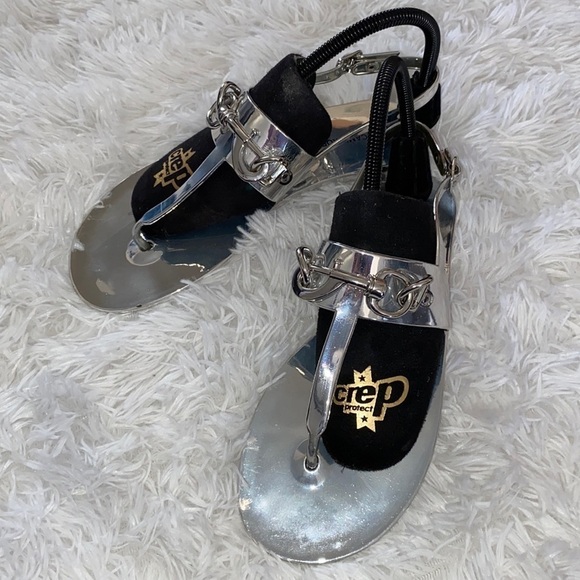 Rebecca Minkoff silver mirror T strap sandals - Picture 2 of 8